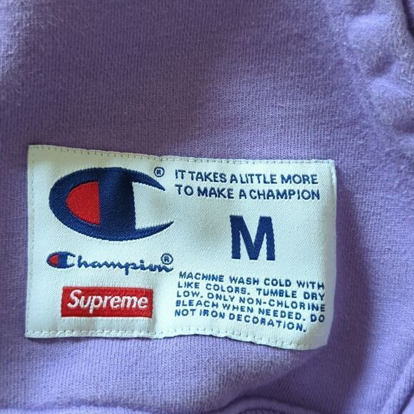Supreme x Champion Hoodie FW18 Box Logo Rare Lavender Purple Collaboration Sz M - Picture 14 of 16